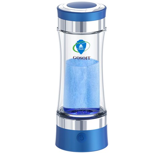 GOSOIT Glass Hydrogen Water Bottle Maker Machine Rechargeable and Portable Hydrogen Water Generator Ionizer with SPE and PEM Technology