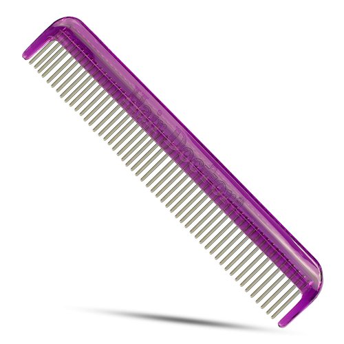 Pet comb for easy mat removal - silky smooth rotating teeth untangles without causing pain to pets. (7", Purple)