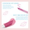 Wugbc Lip Liner and Lipstick Combo, Metallic Lipstick for Women Long Lasting Shimmer Lip Stick Liner Pencil Pack Glitter Non Stick Cup Pink Lip Color Makeup Moisturizing No Transfer Diamonds Shinning