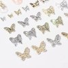 22 Pcs 3D Butterfly Nail Charms Crystals Diamonds Rhinestones,Crystals Diamonds Butterfly Bow for Nail Art Beauty Design Decoration Craft Jewelry DIY