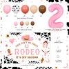 JOYMEMO My 2nd Rodeo Birthday Decorations Girl - Boho Cowgirl Balloon Garland Arch Kit with This Ain't My First Rodeo Its My Second Birthday Backdrop, Number 2 Foil Balloon for Western Party Supplies