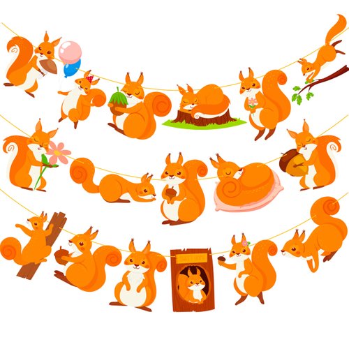 Squirrel Theme Banners Squirrel Birthday Party Decorations Woodland Animal Party Banner Garlands for Squirrel Lover Birthday Party Woodland Theme Party Baby Shower Supplies