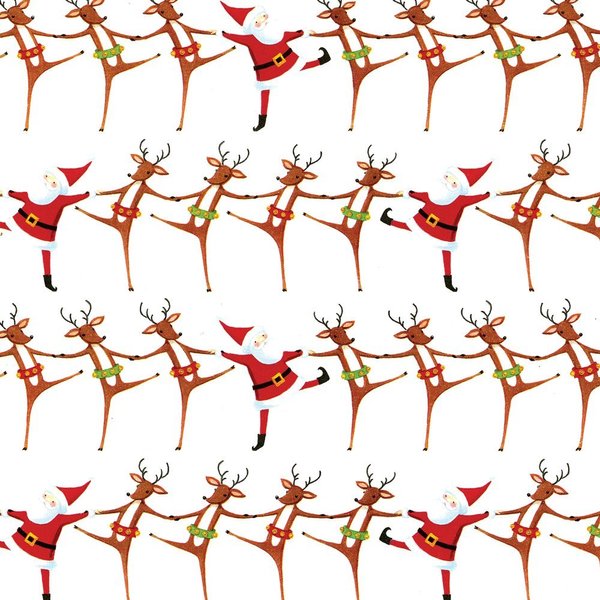 Caspari Christmas Can Can Ivory Gift Wrapping Paper - 30 in. x 8 ft. Roll