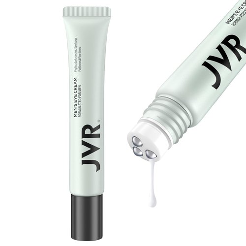 JVR Caffeine Eye Cream and Under Eye Roller for Dark Circles and Puffiness, Fine Lines, Under-Eyes Bags, Eye Serum with Vitamin C, Hyaluronic Acid, Eye Cream 20 ml