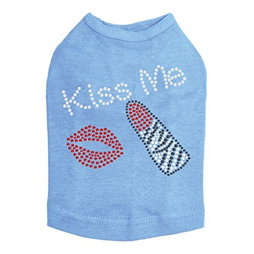 Kiss Me (Lips and Lipstick) Dog Shirt 3XL Blue