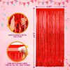 Red Metallic Tinsel Foil Fringe Curtains Backdrop 2Pack 3.3x8.3Ft Red Party Streamers for Birthday Party Decorations Halloween Christmas Decors Foil Curtain Backdrop for Bachelorette Wedding Decors