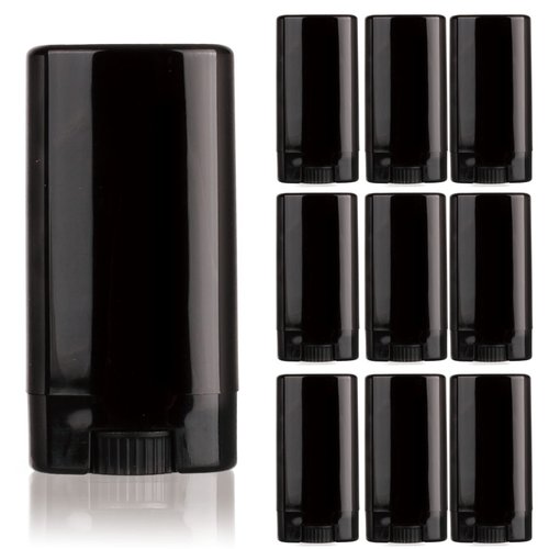 10 PCS plastic empty 15g black oval shape lip balm tube deodorant containers 0.5oz lipstick tube small wax packing container