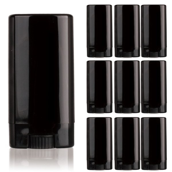 10 PCS plastic empty 15g black oval shape lip balm tube deodorant containers 0.5oz lipstick tube small wax packing container