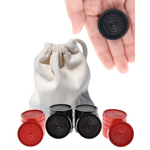 WE Games Checkers Pieces Only, Wooden Checker Board Game Pieces, 24 Red and Black Stackable Player Pieces with a Drawstring Storage Bag, 1.5 Inch Diameter Carved Versatile Backgammon Game Pieces