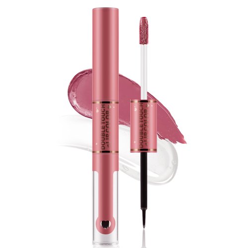 Apooliy 2 in 1 Lip Gloss, Highly Pigmented Matte Lipstick, Plumping Lip Oil, Waterproof Lip Makeup, Long-lasting, Non-Fading and Non-Sticky, Clear Lip Gloss