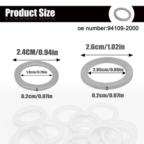 12PCS Transmission Fluid and Rear Differential Oil Drain Plug Crush Washer Gasket Seal Replacement for Acura M20 + M18, 6PCS 94109-2000 + 6PCS 90471-PX4-000
