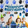 Mpanwen Blue Video Game Party Supplies - 212Pcs Gamer Gaming Party Decoration For Boys Birthday Party - Table Cover, Plates, Cups, Napkins, Utensils, Hanging Swirls, Banner, Balloons Serves 16 Guests