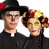 Day of The Dead Tattoos Halloween Temporary Face Tattoos Skeleton Floral Full Skull Face Mask Stickers Party Supplies
