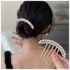 Vacaonio Wedding Birdal Hair Comb Pearl Side Combs Crystal Pearl Hair Combs Pin Gold Rhinestone Hair Piece Pearl Diamond Hair Comb Headwear Decorative Accessories For Women(Style 2)