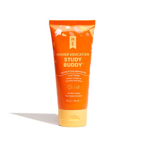 Higher Education Skincare STUDY BUDDY Clay Mask with Detoxifying Bentonite, 3 fl. oz., Cruelty-Free Exfoliating and Brightening Facial Skin Care Treatment, Clears and Extracts Clogged Pores on Face