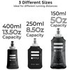 FITLY Soft Flask 3 Pack - 5 oz (150 ml), 8.5oz (250ml), & 13.5oz (400ml) - Shrink As You Drink Soft Water Bottle for Hydration Pack - Folding Water Bottle For Running & Hiking - Running Water Bottle
