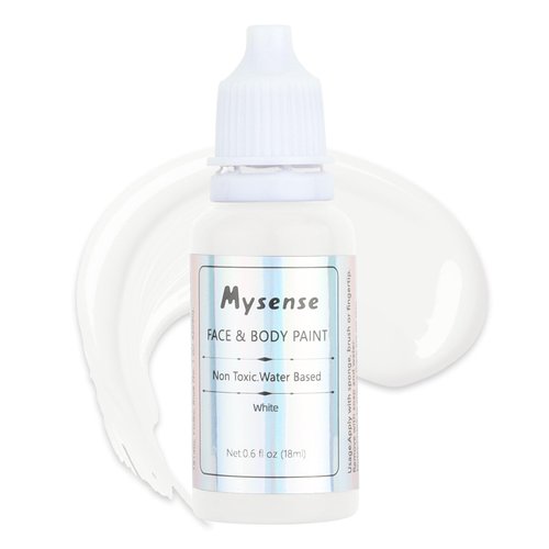 Mysense White Face Body Paint,Full Coverage Clown White Makeup,Water Based Non-toxic Cream Body Paint for Adults and Children Halloween Skull Skeleton Zombie Vampire Cosplay Makeup,0.6oz