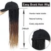 Yunkang Baseball Cap Wig Hat Wig with Synthetic Small Box Braiding Hair Extensions Attached for Black White Women Girls 24inch Long Ombre Braids Wig Black Brown Light Brown(B-53)