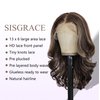 SISgrace 13×6 Pre Plucked HD Lace Front Wigs Pre Layered Body Wave Natural Hairline Synthetic Glueless Wigs for Women 18 Inch Tiny Knots Lace Bob Wigs (Brown Mix Dark Blond, 18 inches)