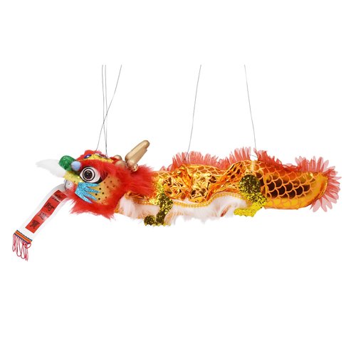 Mandala Crafts Hand String Puppet with Rod, Chinese Marionette Dragon Toy (Red)