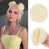 Foaoit 2PCS Hair Buns Clip On Hairpieces for Women with Thining Hair Fake Bun Hair Extensions Small Space Buns for Kids Black Hair Piece Set (Light Bleach Blonde)
