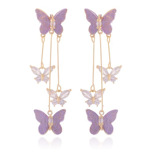 HUASAI Purple Butterfly Drop Earrings for Teen Girls, Metal Type: Mental, Product Type: Earring, Target Gender: Unisex