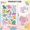 Three Rex Dinosaur Temporary Tattoos - 6 Sheets 180 Pcs Pink 3rd Birthday Decorations Cute Cartoon T-rex Tattoo Stickers for Girls 3 Year Old Dino Party Favors Decor Supplies
