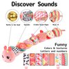 TURKIDS Montessori Infant Baby Musical Stuffed Animal Activity Soft Toys with Multi-Sensory Crinkle, Rattle and Textures for 0-3-6-12 Months Developmental Toys, Caterpillar, Pink