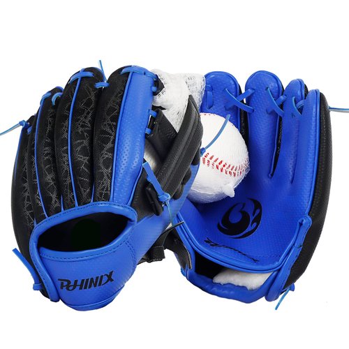 PHINIX Baseball Glove Tee-Ball Mitts for Kids Play & Training 8 .5"- 9" (8.5", Navy with Ball)
