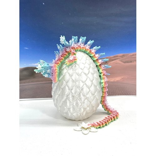 Articulated Cherry Blossom Dragon with Dragon Egg, 3D Printed Dragon Rainbow Cherry Blossom Home Decor Executive Desk Toys,Fidget Toys for Autism/ADHD D060-WE