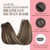 GOO GOO Clip in Hair Extensions Real Human Hair, Remy Human Hair Extensions Clip ins for Women, Natural Human Hair, 14inch 120g 7Pcs, 4/26/4 Balayage Chocolate Brown to Honey Blonde