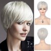 Baruisi Short Cream White Wigs for Women Synthetic Natural Party Cosplay Pixie Wig with Wig Cap