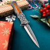 VALHALLA PASTOR Pocket Knife, 3.7'' Folding Knife with 3D Retro Embossed Pattern, Pocket Knife For Men, Liner Lock, Cool EDC Knives, Gift for men