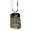Hat Shark Keep Calm and Swim On Meramid - Military Dog Tag, Luggage Tag Metal Chain Necklace