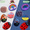 Hiawbon Valentine's Rock Painting Kit, Glow in The Dark Rock Kit, Arts and Crafts kit for DIY, Rock Craft Kit with Paint Supplies, 12 Rocks Craft Kits Art Supplies for Valentine's Outdoor Activities