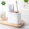 Toothbrush Holders Bamboo Electric Toothbrush Holder Bathroom Storage Organizer Countertop for Toothpaste, Floss, Razor, White