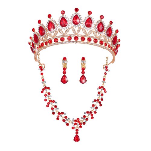 Geurlev Tiaras and Crowns for Women,Tiaras Earrings Necklace, Crystal Bridal Jewelry Set, Costume Party Halloween Prom Pageant Jewelry for Women Girls