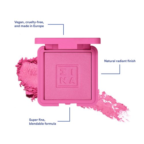 3INA The Blush 371 - Natural, Light Mineral Powder Blush For Sensitive Skin - Blendable, Buildable Rouge To Give Skin A Pigmented, Dewy Glow - Vegan, Cruelty Free, Eco Friendly Blush Makeup - 0.26 Oz