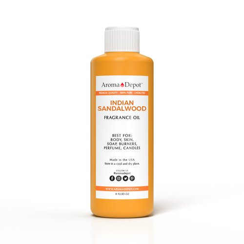 Aroma Depot Indian Sandalwood Perfume/Body Oil (7 Sizes) Our Interpretation, Premium Quality Uncut Fragrance Oil (8 Ounce Plastic Bottle (240ml))