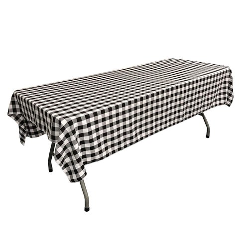 Rectangular Checkered Tablecloth 60x120 Inches (Black & White) By Runner Linens Factory