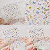 Flower Nail Art Stickers Decals 5D Embossed Engraved Nail Decals Spring Summer Nail Supplies Accessories with Nail Tweezer 3D Self-Adhesive Nail Decoration for Women Nail DIY Design(3 Sheets)