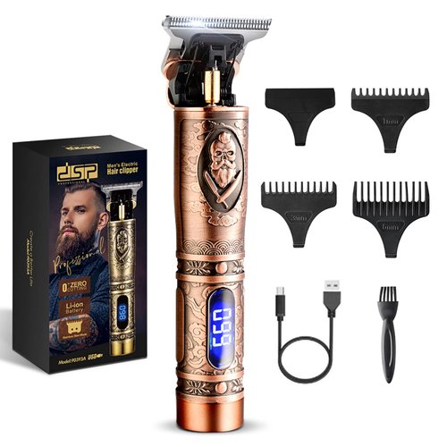 DSP® T Blade Trimmer for Men Maquina de Afeitar Beard Clippers for Men Cordless Straight Razor Barber, Rechargeable, 1-6mm, LED Display, Rose Gold