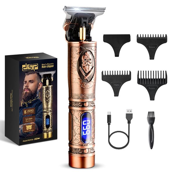 DSP® T Blade Trimmer for Men Maquina de Afeitar Beard Clippers for Men Cordless Straight Razor Barber, Rechargeable, 1-6mm, LED Display, Rose Gold