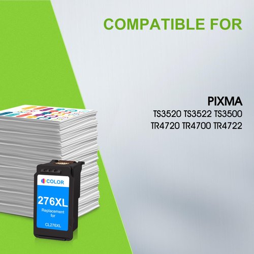 CL-276XL Color Ink Cartridge Replacement for Canon 276 276XL CL-276 Compatible to Pixma TS3522 TR4720 TR4700 TR4722 TS3500 TS3520 Printer High Yield (1 Pack)