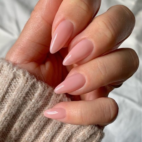 KQueenest 48 PCS Almond Press on Nails Medium Length,Press on Pink Nails,Solid Color Medium Fake Nails Acrylic,Stiletto Nails Glue on,Long-Lasting Gel Stick on Nails for Women Girls Finger Decoration