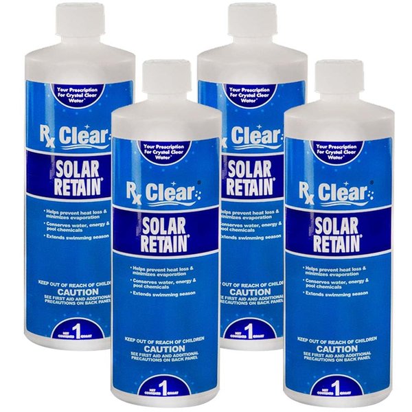 Rx Clear Solar Retain | Liquid Pool Cover | Easy Method to Reduce Water, Heat & Chemical Loss in Swimming Pools | Traditional Solar Cover Alternative | 1 Quart Bottles | Single Pack