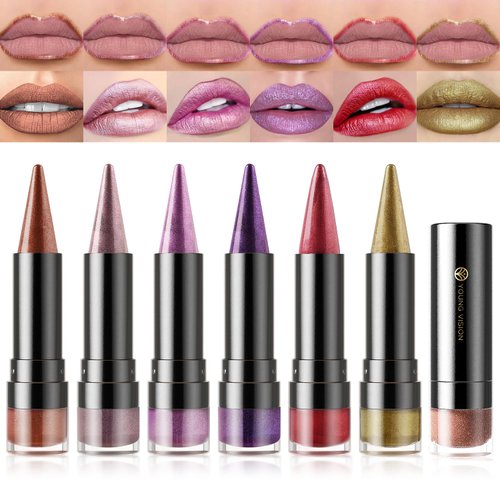 YOUNG VISION Shimmering Metallic Lipstick Set – 6-Piece Copper and Shimmer Lip Color Collection, Long-lasting Bold Shine, Smooth Texture for Sculpted Lips