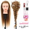 28Inch 60% Real Hair Mannequin Head, Cosmetology Mannequin Head with Hair for Braiding Curling Cuting,Doll Head for Hair Styling with Table Clamp Hair Styling Set(Blonde)