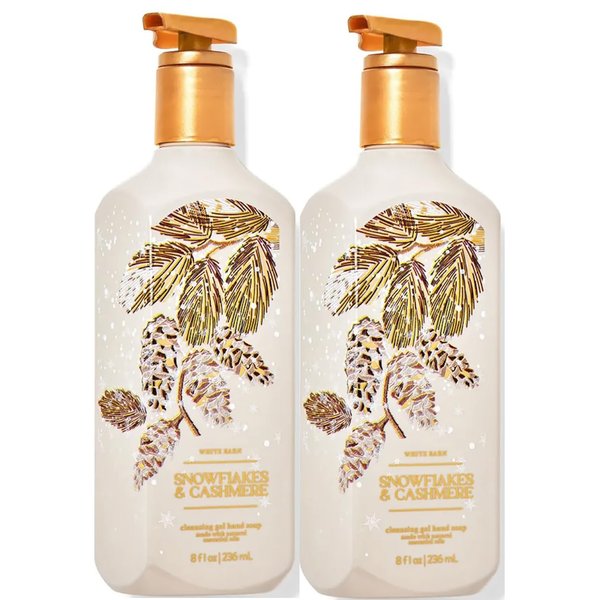 Bath & Body Works Hand Soap, Cleansing Gel, 8 Fl Oz Pack of 2 (Snowflakes & Cashmere)
