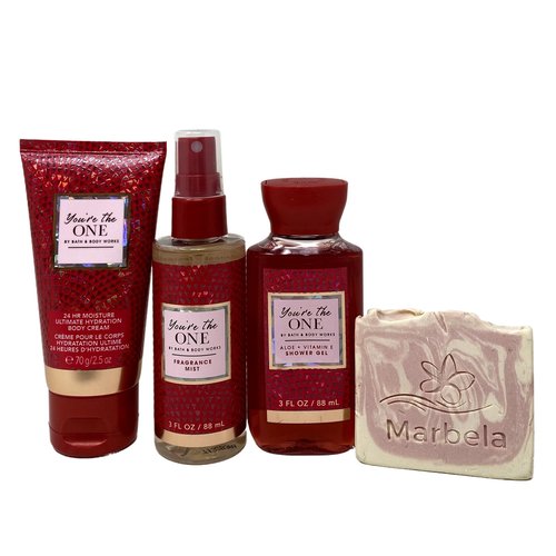 Bath & Body Works You're The One 3 Piece Bundle - Fragrance Mist - Body Cream And Shower Gel Travel Size - With a Himalayan salts Spring Sample Soap